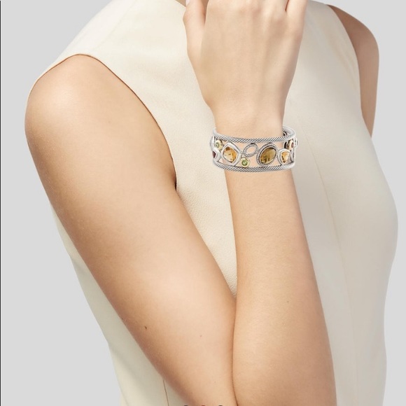 David Yurman Multistone & Diamond Mosaic Cuff - Picture 2 of 9